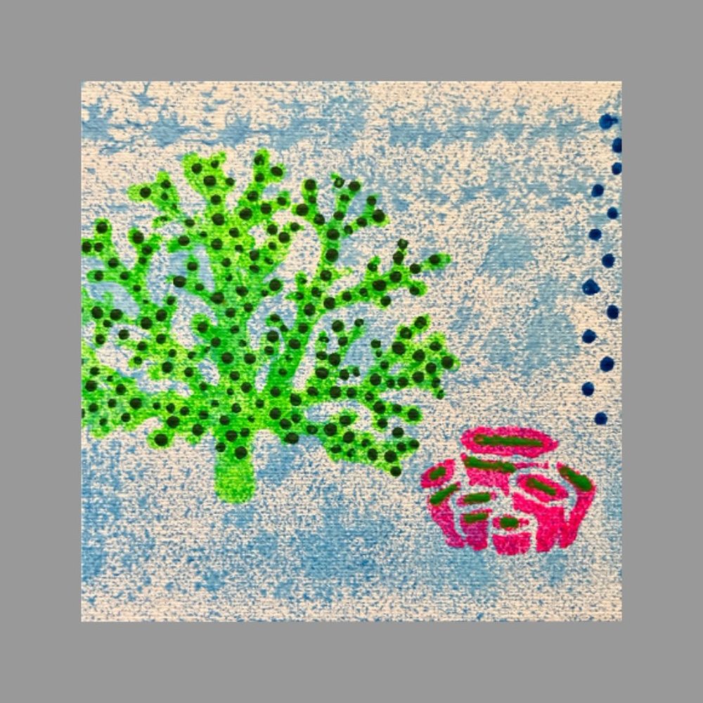 UV BLACKLIGHT CORAL PAINTING White Canvas Coral Saltwater Reef Ocean Life Art